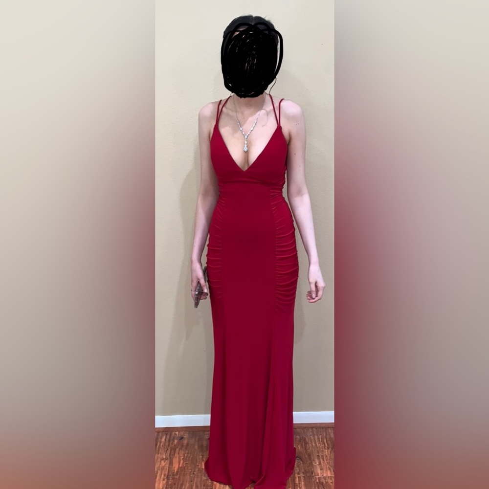 Prom dress from David’s Bridal. Size 5/6, altered to fit a 2. can be removed.